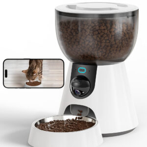Automatic Cat Feeder With Camera, 1080P HD Video, Night Vision, 5G WiFi, 2-Way Audio, 10s Voice Recorder, Low Food & Blockage